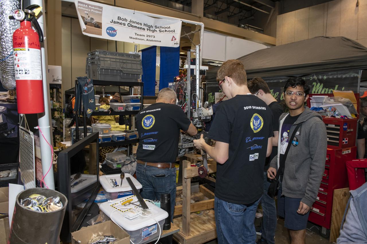 The 2019 First Robotics Competition was held in Huntsville, Alabama on March 15 and 16 in the Von Braun Center. 55 teams from 12 states and Brazil competed in “Destination Deep Space” games. The First Robotics Competition is supported by NASA’s Marshall Space Flight Center.