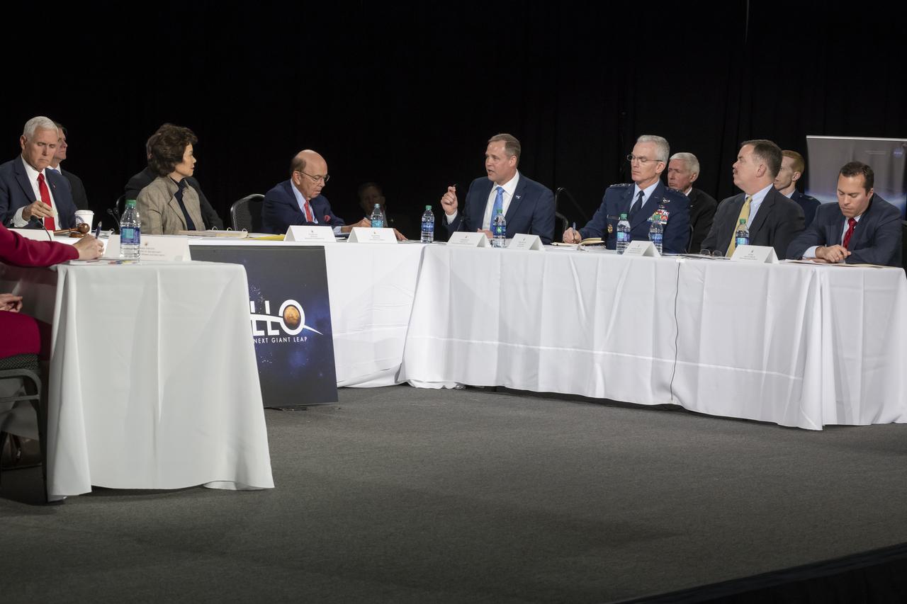 The National Space Council meet in Huntsville, Alabama at the U.S. Space and Rocket Center’s Davidson Center. The meeting was chaired by Vice President Mike Pence with members of the local community, NASA Marshall members and area media in attendance. NASA Administrator Jim Bridenstine  addressed the Vice President and the Council on upcoming plans for NASA and the space program.