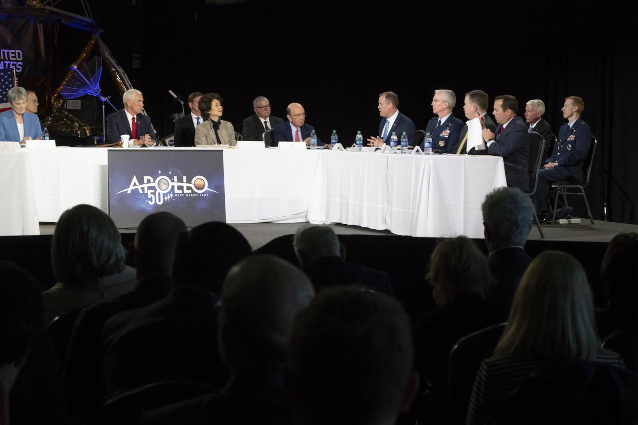 The National Space Council meet in Huntsville, Alabama at the U.S. Space and Rocket Center’s Davidson Center. The meeting was chaired by Vice President Mike Pence with members of the local community, NASA Marshall members and area media in attendance. NASA Administrator Jim Bridenstine  addressed the Vice President and the Council on upcoming plans for NASA and the space program.