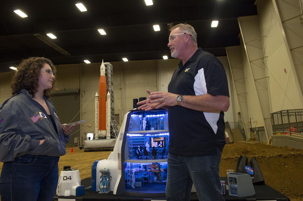 AI. SpaceFactory of New York and Pennsylvania State University of College Park print subscale habitat structures at NASA's 3D-Printed Habitat Challenge, held at the Caterpillar Edwards Demonstration & Learning Center in Edwards, Illinois, May 1-4, 2019. The habitat print is the final level of the multi-phase competition, which began in in 2015. The challenge is managed by NASA's Centennial Challenges program, and partner Bradley University of Peoria, Illinois. MSFC TECHNICAL WRITER TAYLOR GOODWIN INTERVIEWS CATERPILLAR ENGINEER DAVE COOPER ABOUT HIS METHODS USED IN CONCEIVING AND PRODUCING SCALE MODELS 