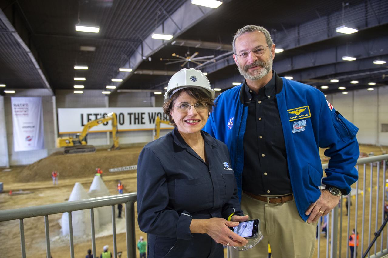 AI. SpaceFactory of New York and Pennsylvania State University of College Park print subscale habitat structures at NASA's 3D-Printed Habitat Challenge, held at the Caterpillar Edwards Demonstration & Learning Center in Edwards, Illinois, May 1-4, 2019. The habitat print is the final level of the multi-phase competition, which began in in 2015. The challenge is managed by NASA's Centennial Challenges program, and partner Bradley University of Peoria, Illinois.  Penn State's printed habitat. 