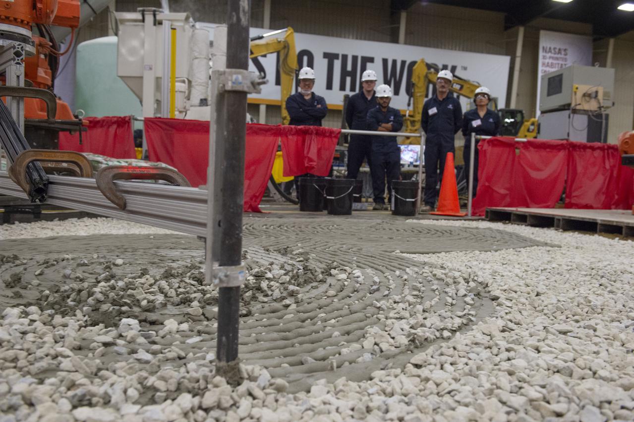 Team Penn State prepares their 3D-printer to begin printing a subscale habitat structure at NASA's 3D-Printed Habitat Challenge, held at the Caterpillar Edwards Demonstration & Learning Center in Edwards, Illinois, May 1-4, 2019. The habitat print is the final level of the multi-phase competition, which began in in 2015. The 3D-Printed Habitat Challenge is a competition to create sustainable shelters suitable for the Moon, Mars or beyond using resources available on-site in these locations. The challenge is managed by NASA's Centennial Challenges program, and partner Bradley University of Peoria, Illinois. 