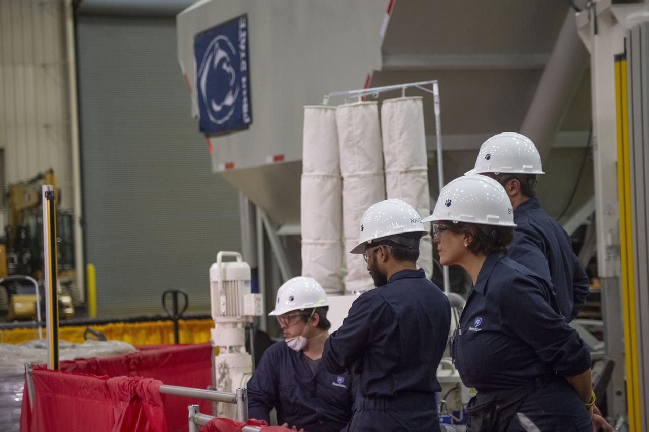 Team Penn State prepares their 3D-printer to begin printing a subscale habitat structure at NASA's 3D-Printed Habitat Challenge, held at the Caterpillar Edwards Demonstration & Learning Center in Edwards, Illinois, May 1-4, 2019. The habitat print is the final level of the multi-phase competition, which began in in 2015. The 3D-Printed Habitat Challenge is a competition to create sustainable shelters suitable for the Moon, Mars or beyond using resources available on-site in these locations. The challenge is managed by NASA's Centennial Challenges program, and partner Bradley University of Peoria, Illinois. 