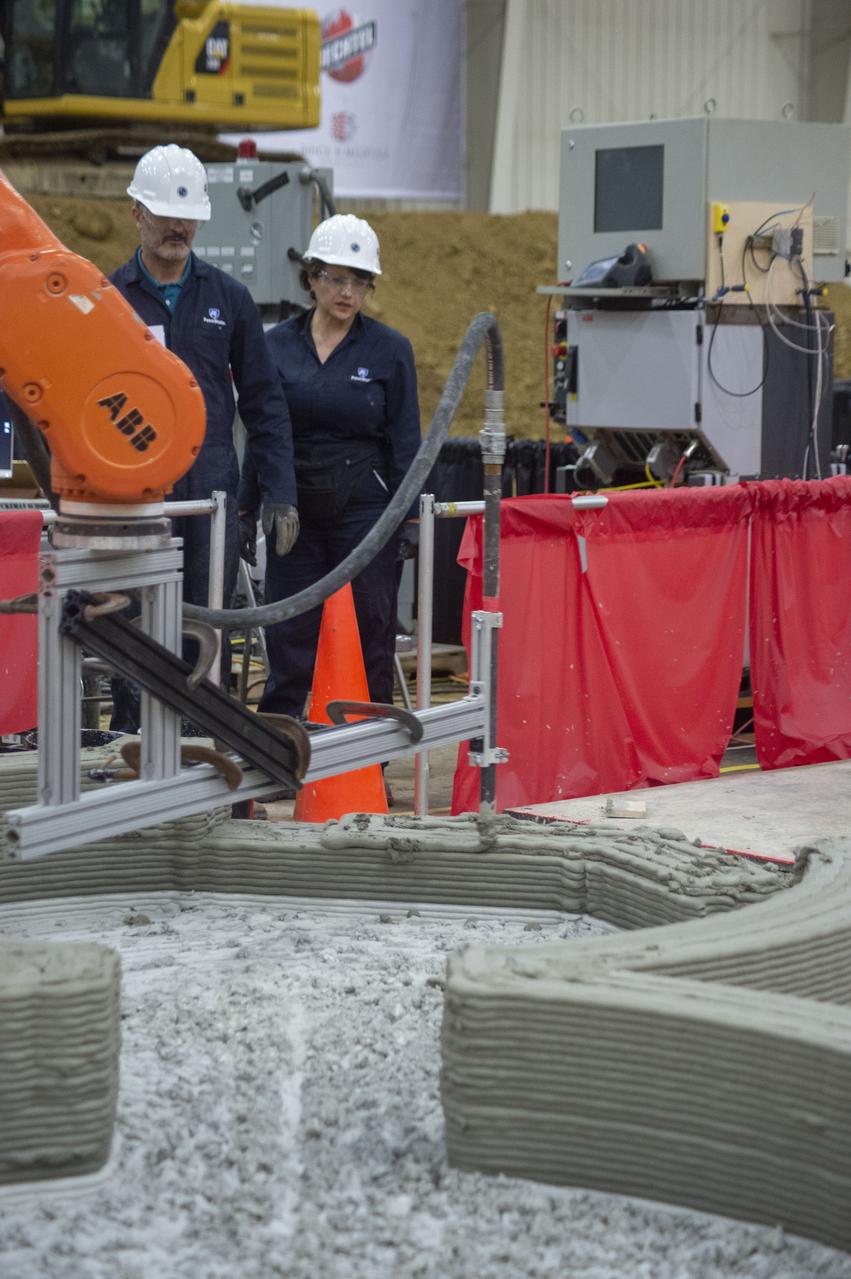 Team Penn State prepares their 3D-printer to begin printing a subscale habitat structure at NASA's 3D-Printed Habitat Challenge, held at the Caterpillar Edwards Demonstration & Learning Center in Edwards, Illinois, May 1-4, 2019. The habitat print is the final level of the multi-phase competition, which began in in 2015. The 3D-Printed Habitat Challenge is a competition to create sustainable shelters suitable for the Moon, Mars or beyond using resources available on-site in these locations. The challenge is managed by NASA's Centennial Challenges program, and partner Bradley University of Peoria, Illinois. 