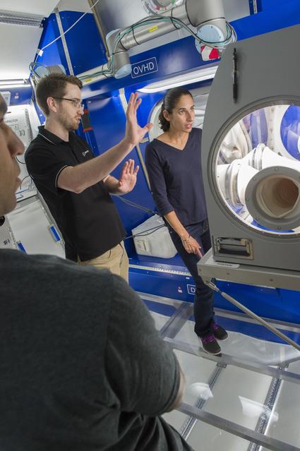 NASA image: Boeing trainers conduct simulations inside the Boeing Exploratio