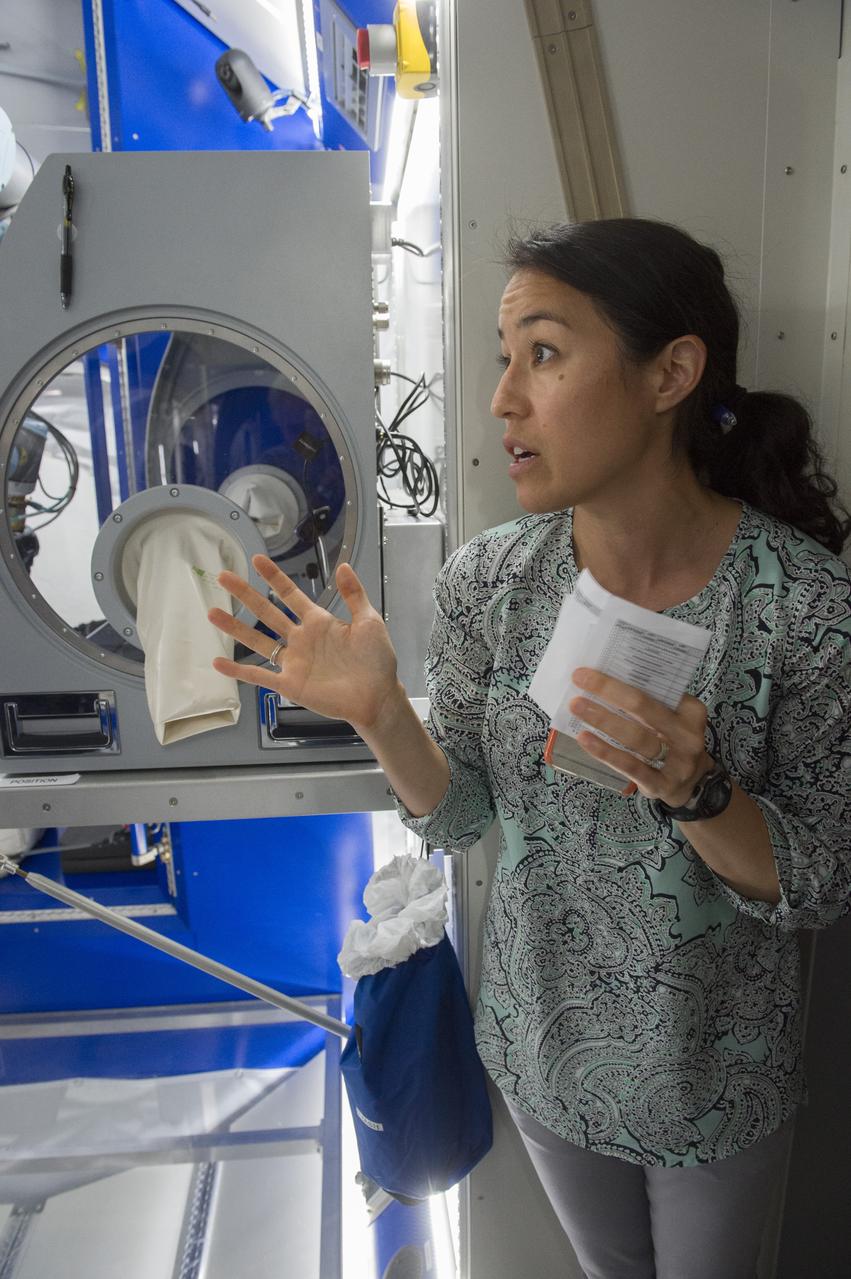 Boeing trainers conduct simulations inside the Boeing Exploration Habitat Demonstrator with astronauts to evaluate the internal layout and ergonomics, to support efficient work-life balance aboard a deep space ship.