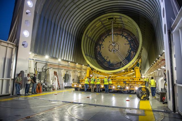 NASA image: LOX Tank Move From Barge Dock to Test Stand