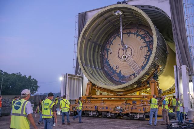 NASA image: LOX Tank Move From Barge Dock to Test Stand