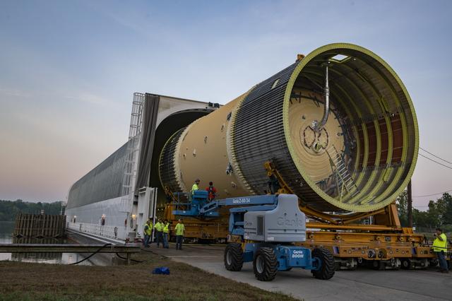 NASA image: LOX Tank Move From Barge Dock to Test Stand