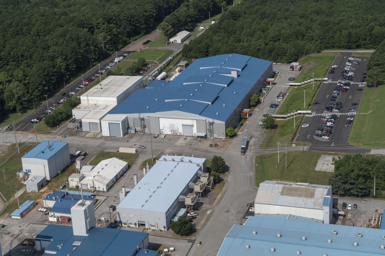 Aerial photograph of MSFC buildings 4808 and 4718