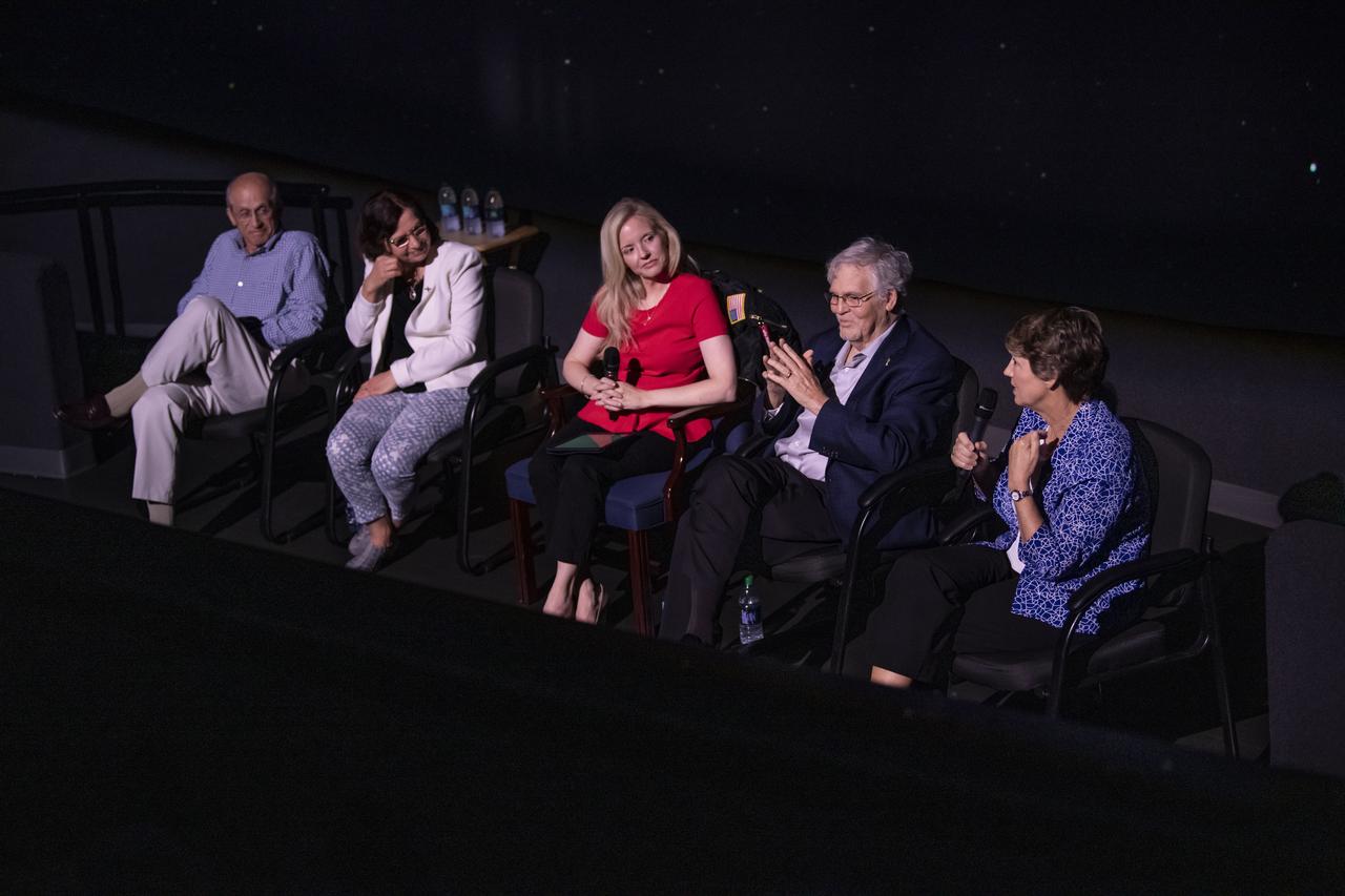 The 20th year of the Chandra X-ray Telescope was celebrated at the U.S. Space and Rocket Center's planetarium. The speakers were retired Astronaut Eileen Collins, Astrophysicist at the "Chandra X-ray Center Aneta Siemiginowska, "Senior Astrophysicist at the Chandra X-ray center Harvey Tananbaum, and Chandra Project Scientist Dr. Martin Weisskopf.  The panel discussion was moderated by Kim Kowal Arcand, "Visualizaton Lead at the Chandra  X-ray Center.