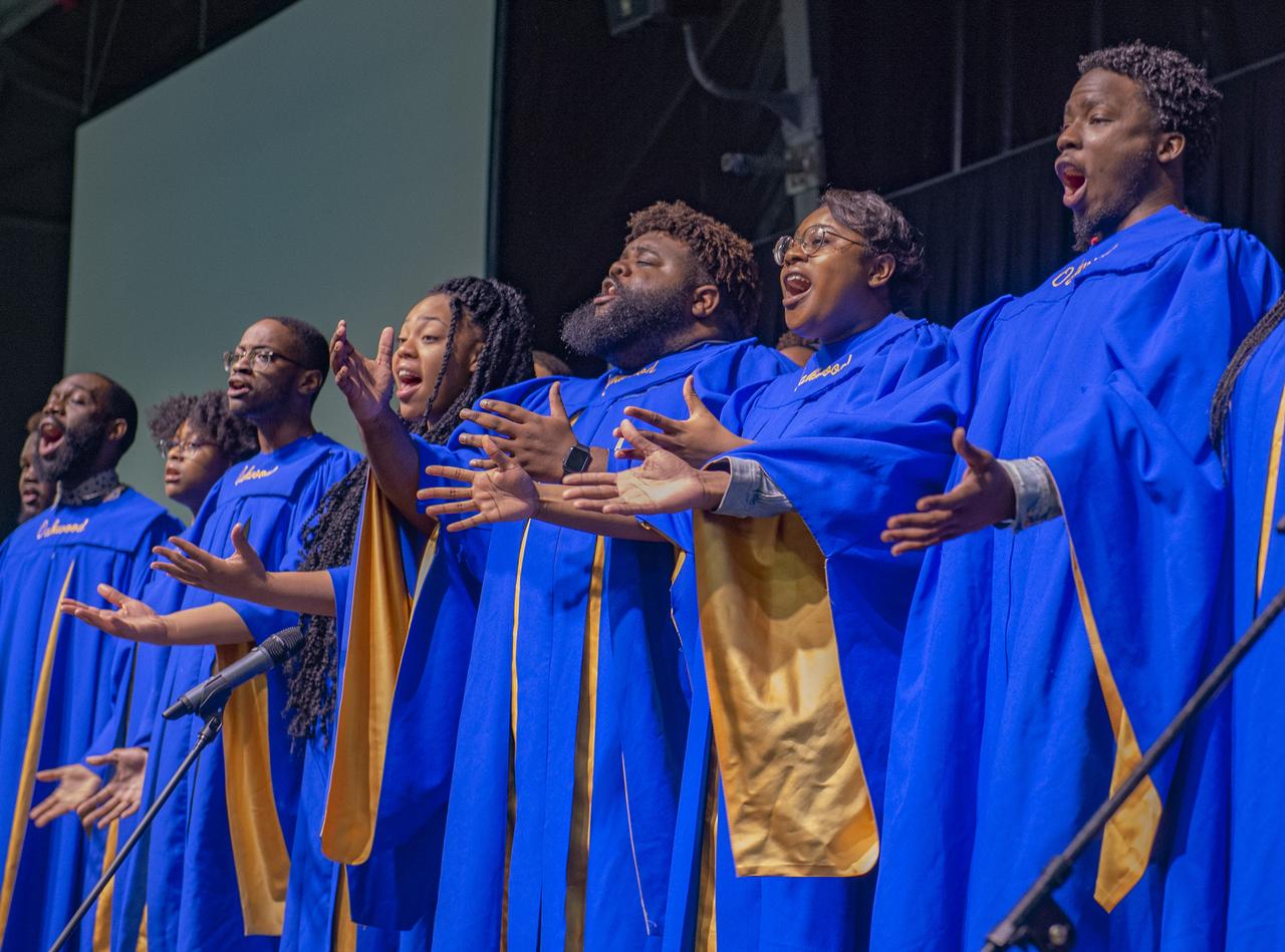 Marshall Space Flight Center's Black History Month program featured the singing of the Oakwood University Aolians.