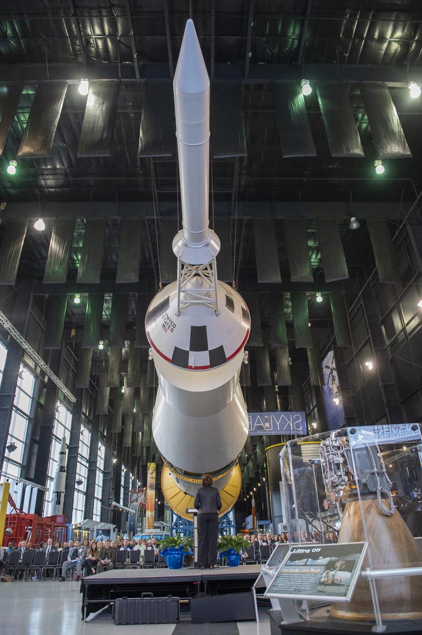 Guest Speaker, Monica Manning, Assistant Administrator, NASA Office of Procurement, talks about Procurement Transformation Activities at the 2020 Small Business Alliance meeting at the U.S. Space and Rocket Center's Davidson Center.