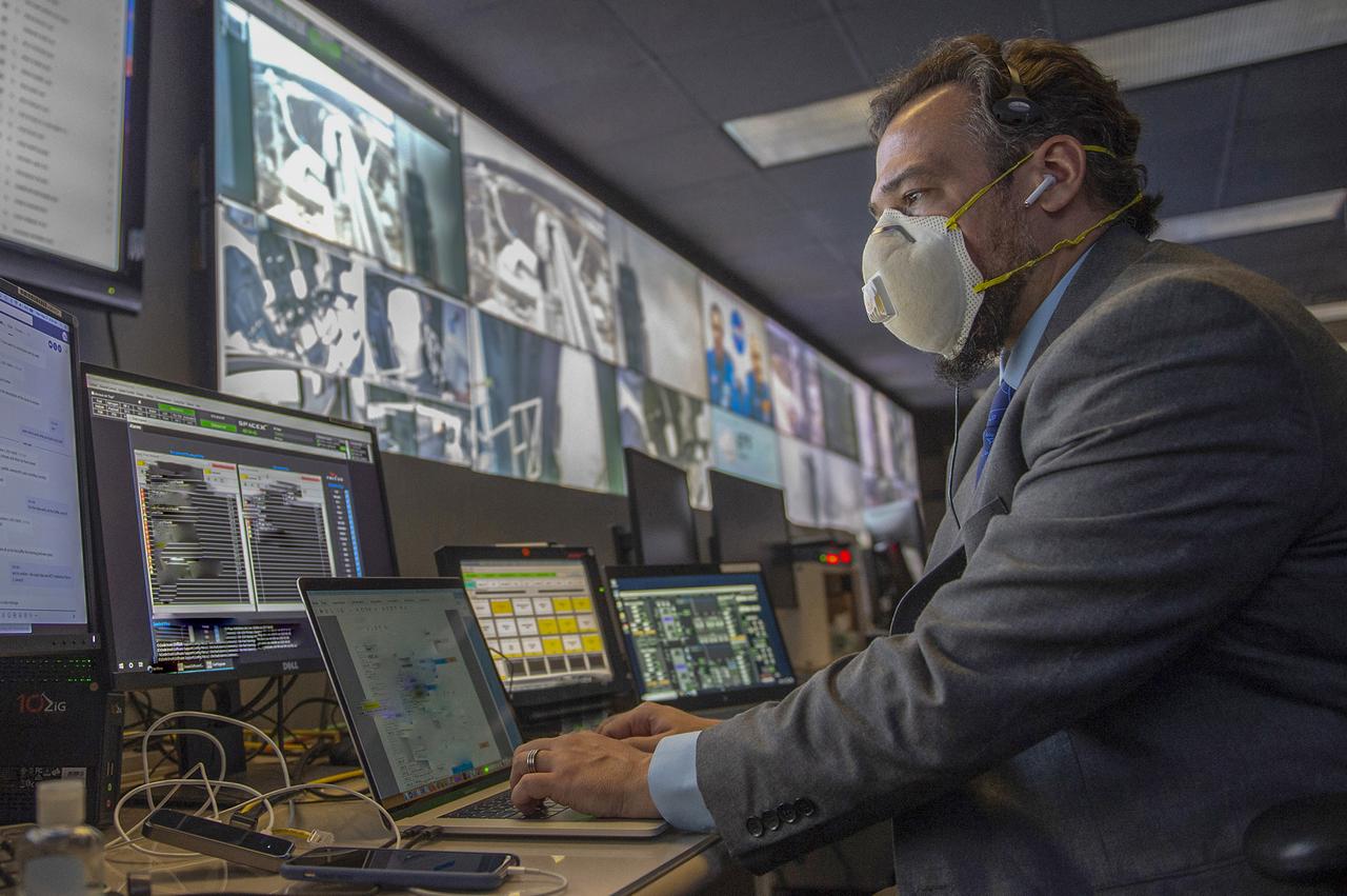 Adam Butt andTeams at NASA’s Marshall Space Flight Center help monitor launch conditions for the Demo-2 mission from the Huntsville Operations Support Center, HOSC.