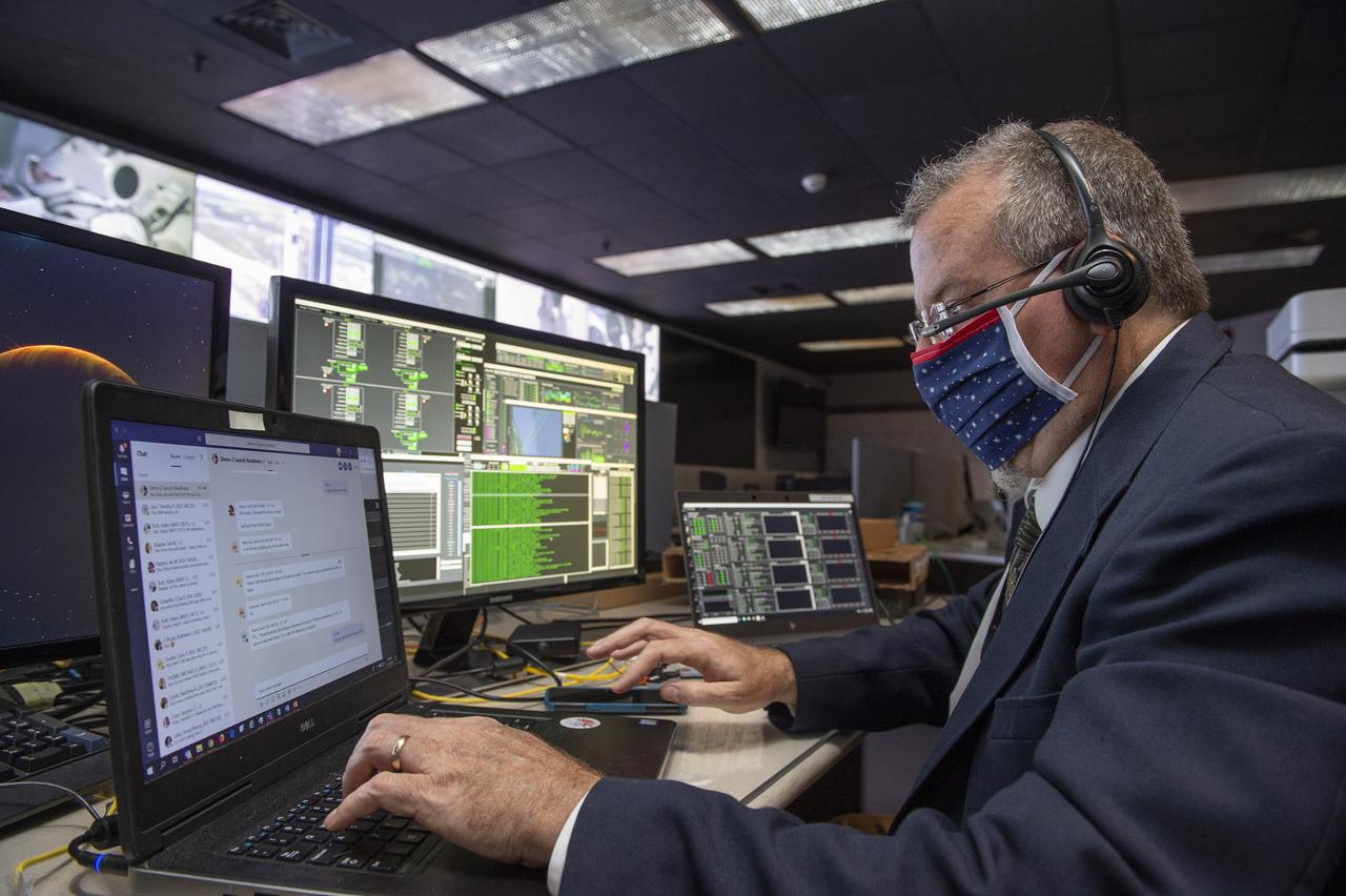 Ken Schrock and teams at NASA’s Marshall Space Flight Center help monitor launch conditions for the Demo-2 mission from the Huntsville Operations Support Center, HOSC.