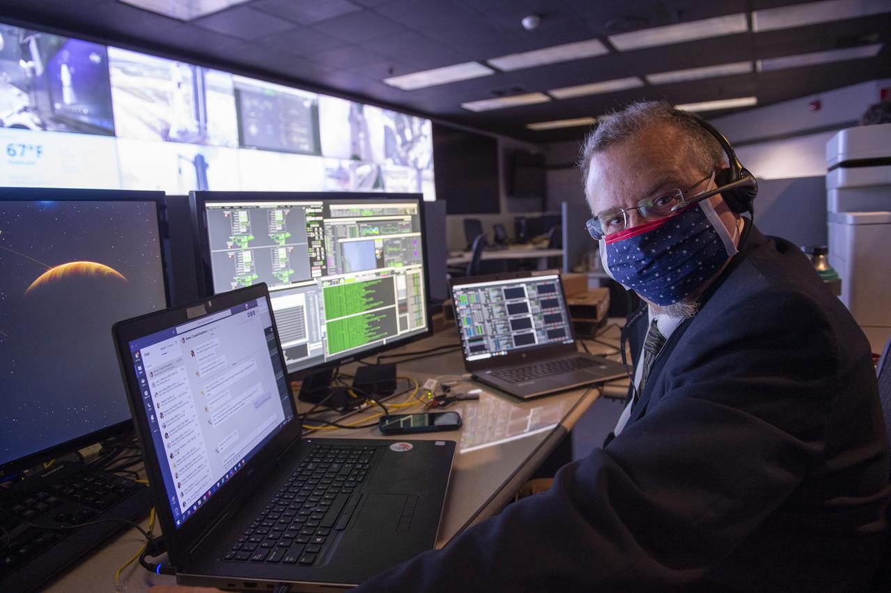Ken Schrock and teams at NASA’s Marshall Space Flight Center help monitor launch conditions for the Demo-2 mission from the Huntsville Operations Support Center, HOSC.