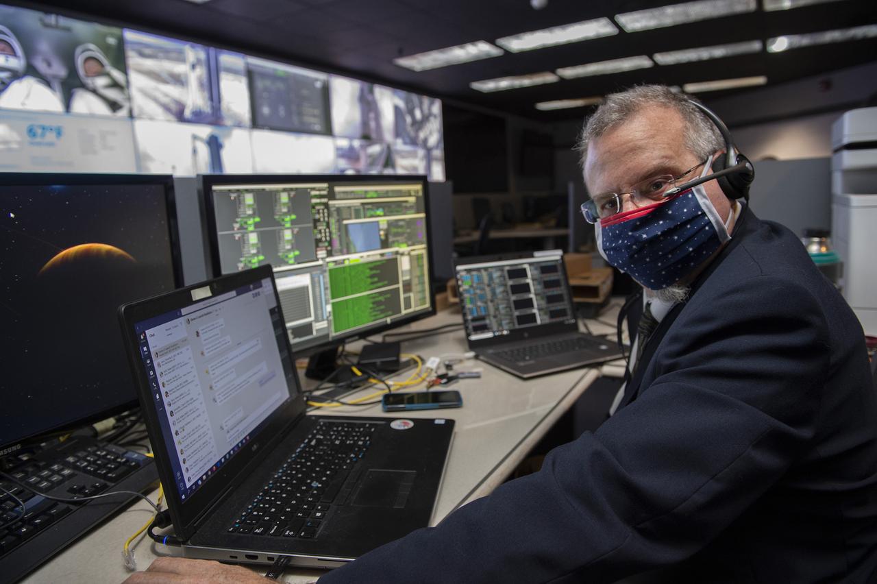 Ken Schrock and teams at NASA’s Marshall Space Flight Center help monitor launch conditions for the Demo-2 mission from the Huntsville Operations Support Center, HOSC.
