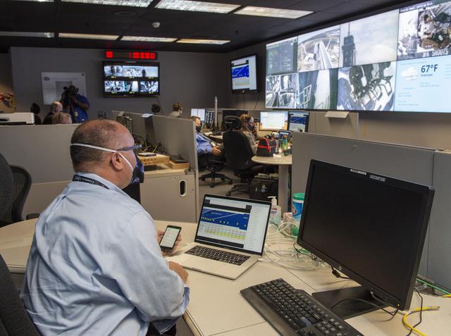 NASA image: Steve Gaddis and teams at NASA’s Marshall Space Flight Center help monitor launch conditions for the Demo-2 mission from the Huntsville Operations Support Center, HOSC.