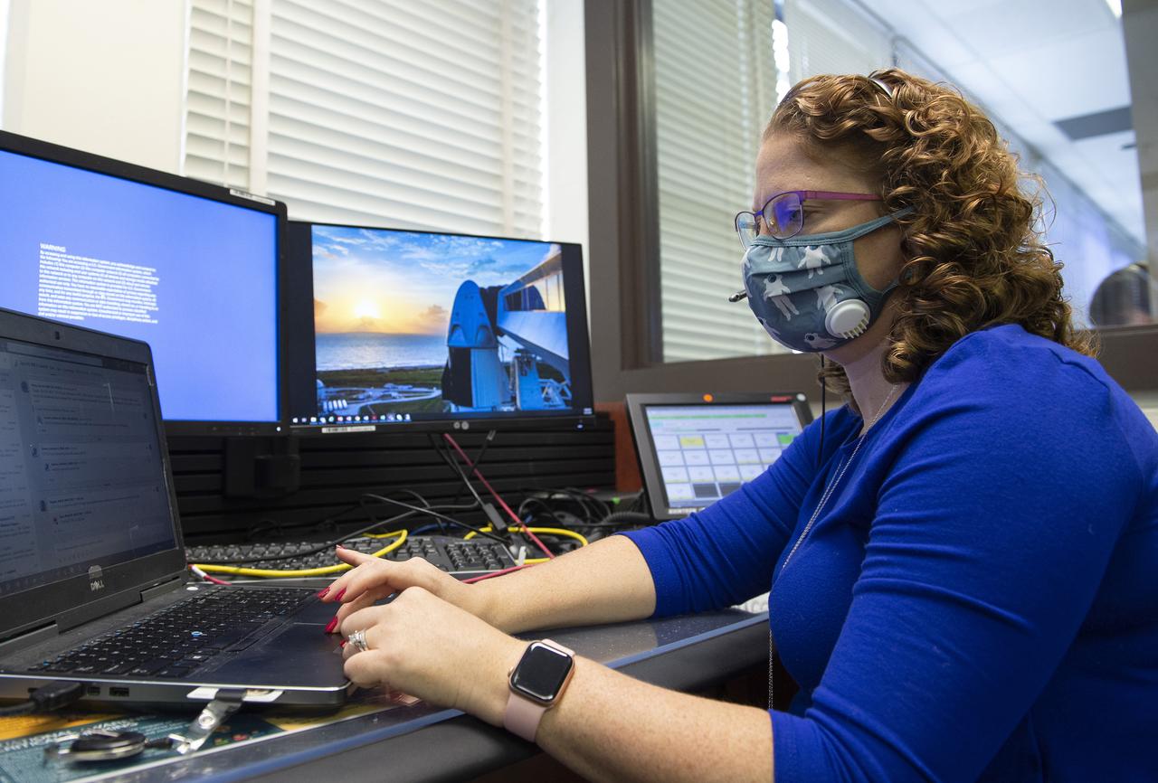 Amanda Stein and teams at NASA’s Marshall Space Flight Center help monitor launch conditions for the Demo-2 mission from the Huntsville Operations Support Center, HOSC.