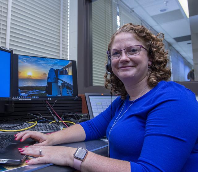 NASA image: Amanda Stein and teams at NASA’s Marshall Space Flight Center help monitor launch conditions for the Demo-2 mission from the Huntsville Operations Support Center, HOSC.