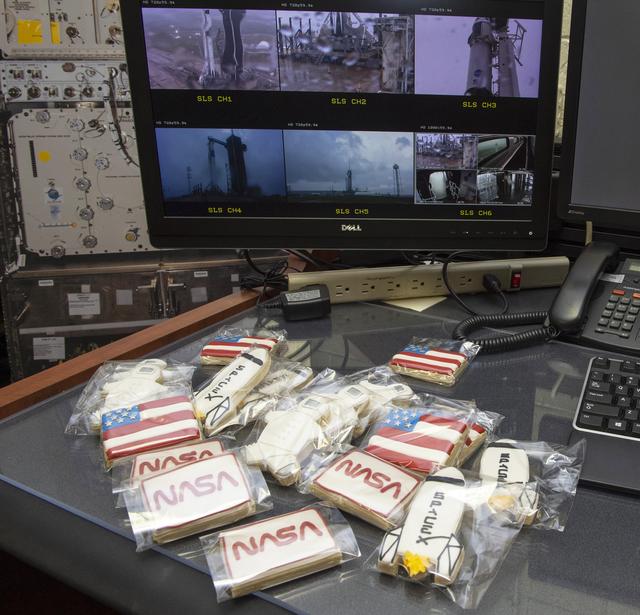 NASA image: NASA themed cookies for teams at NASA’s Marshall Space Flight Center help monitor launch conditions for the Demo-2 mission from the Huntsville Operations Support Center, HOSC.