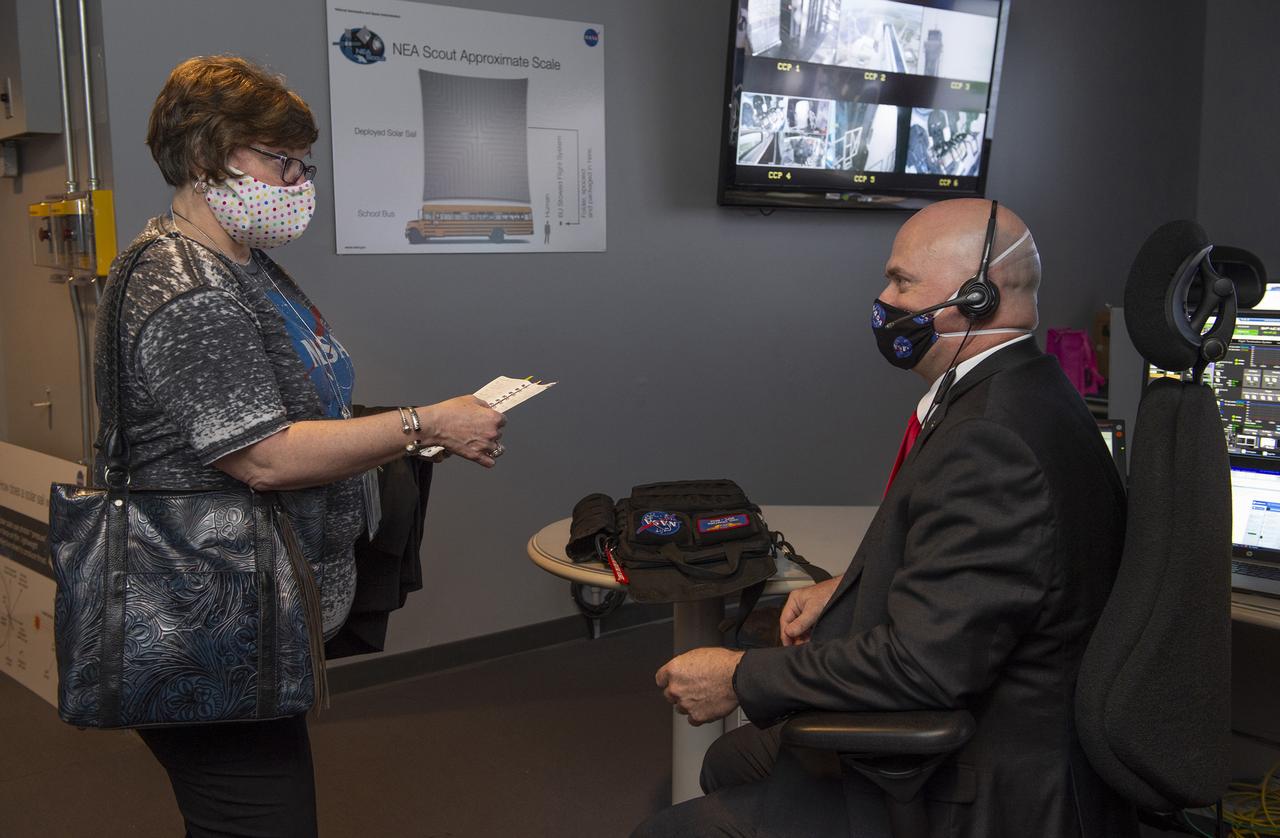 Janet Anderson, Paul Crawford, and teams at NASA’s Marshall Space Flight Center help monitor launch conditions for the Demo-2 mission from the Huntsville Operations Support Center, HOSC.