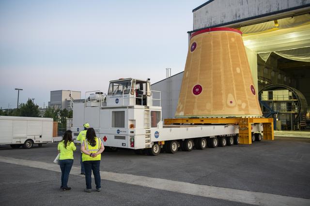 NASA image: The Launch Vehicle Stage Adapter (LVSA) is Moved to and Loaded Onto the NASA Barge Pegasus for Transport