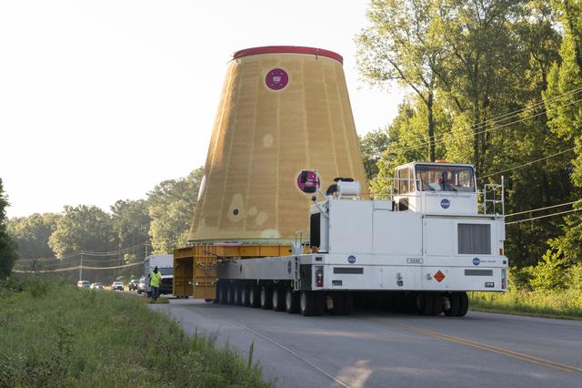 NASA image: The Launch Vehicle Stage Adapter (LVSA) is Moved to and Loaded Onto the NASA Barge Pegasus for Transport