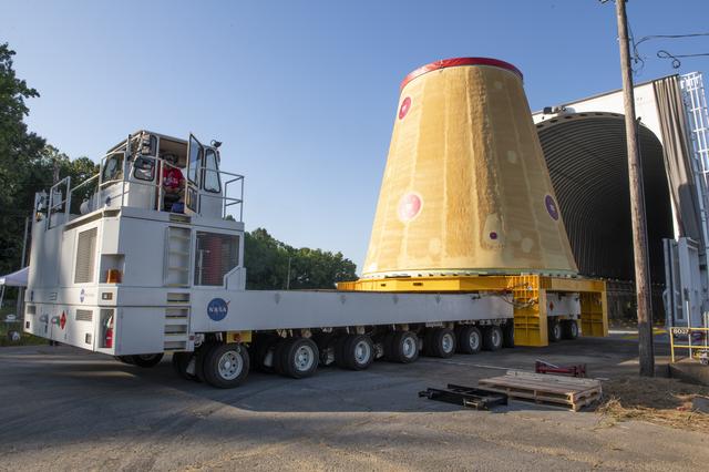 NASA image: The Launch Vehicle Stage Adapter (LVSA) is Moved to and Loaded Onto the NASA Barge Pegasus for Transport