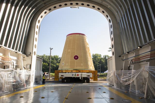 NASA image: The Launch Vehicle Stage Adapter (LVSA) is Moved to and Loaded Onto the NASA Barge Pegasus for Transport
