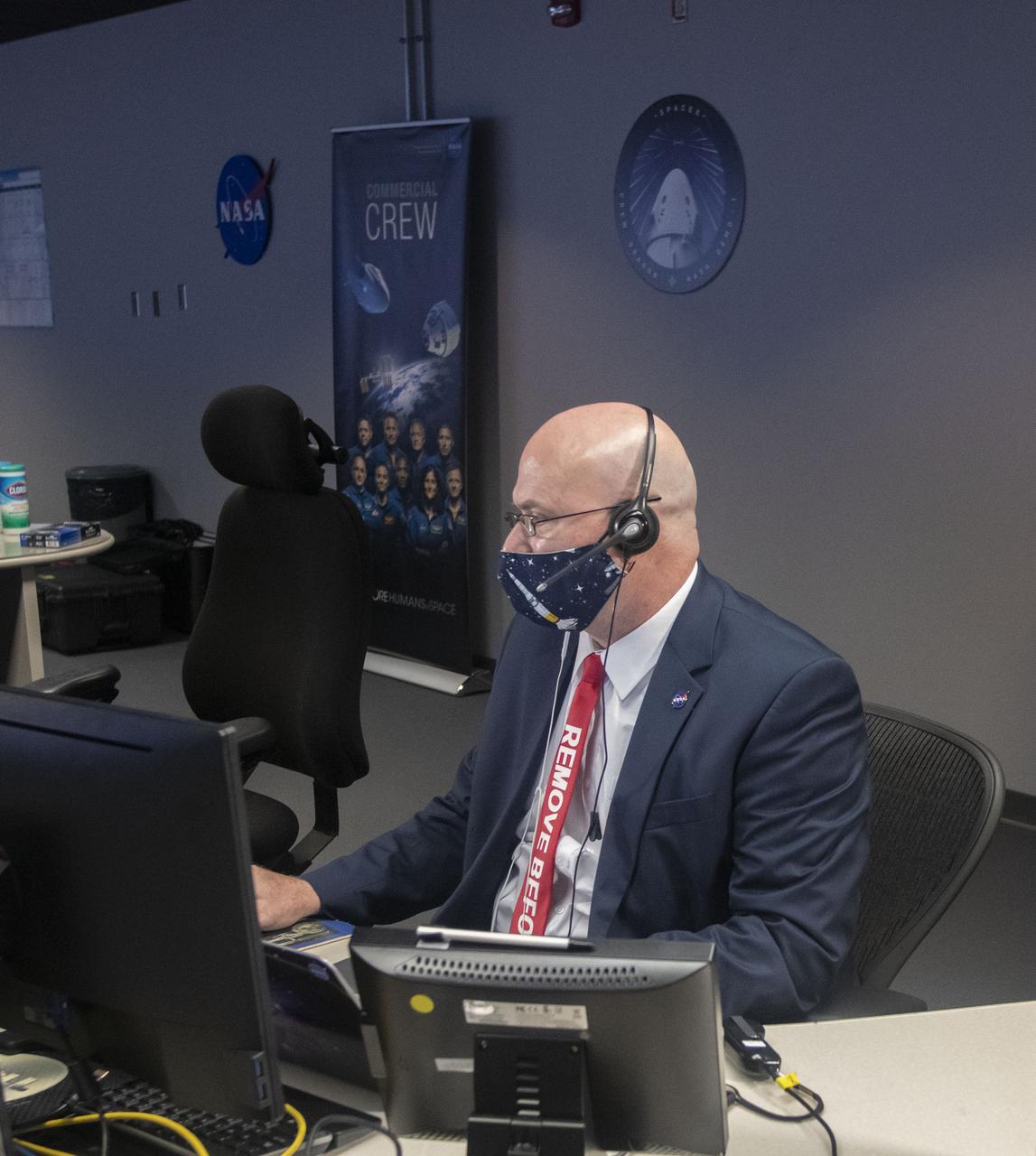Teams at NASAâ€™s Marshall Space Flight Center help monitor launch conditions for the Crew 1 mission from the Huntsville Operations Support Center in Huntsville, Alabama. SpaceX will launch a Falcon 9 rocket carrying NASA astronauts aboard the companyâ€™s Crew Dragon spacecraft to the International Space Station on Nov. 14, 2020.    The Marshall team is supporting flight control teams working with NASAâ€™s Johnson Space Center in Houston, Texas, NASAâ€™s Kennedy Space Center in Cape Canaveral, Florida, and SpaceX headquarters in Hawthorne, California, as they monitor the different phases of the upcoming mission. Engineers and technicians at Marshall will use headsets and loops to communicate with the multiple locations on console for the launch.    The Crew 1 flight is part of NASAâ€™s Commercial Crew Program. The Crew 1 astronauts will arrive at the space station for docking a short time later at 4:20 a.m. on Sunday, Nov. 15  to join Expedition 64 for a six-month science mission.