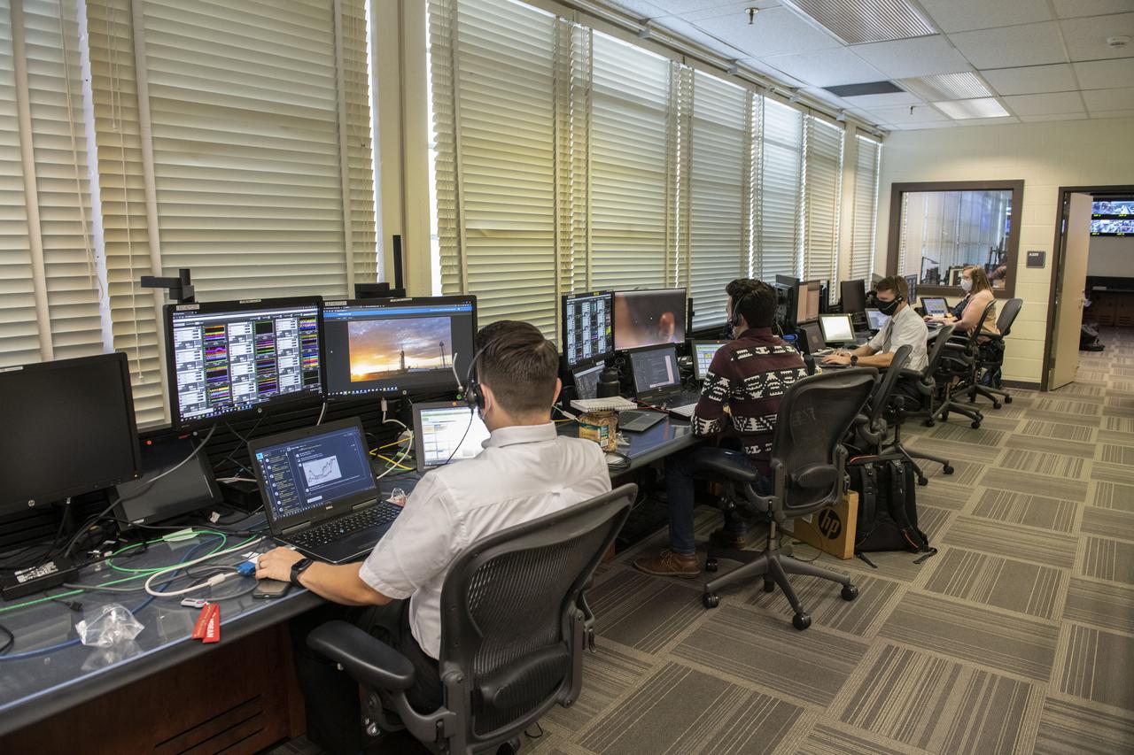 Teams at NASAâ€™s Marshall Space Flight Center help monitor launch conditions for the Crew 1 mission from the Huntsville Operations Support Center in Huntsville, Alabama. SpaceX will launch a Falcon 9 rocket carrying NASA astronauts aboard the companyâ€™s Crew Dragon spacecraft to the International Space Station on Nov. 15, 2020.    The Marshall team is supporting flight control teams working with NASAâ€™s Johnson Space Center in Houston, Texas, NASAâ€™s Kennedy Space Center in Cape Canaveral, Florida, and SpaceX headquarters in Hawthorne, California, as they monitor the different phases of the upcoming mission. Engineers and technicians at Marshall will use headsets and loops to communicate with the multiple locations on console for the launch.   