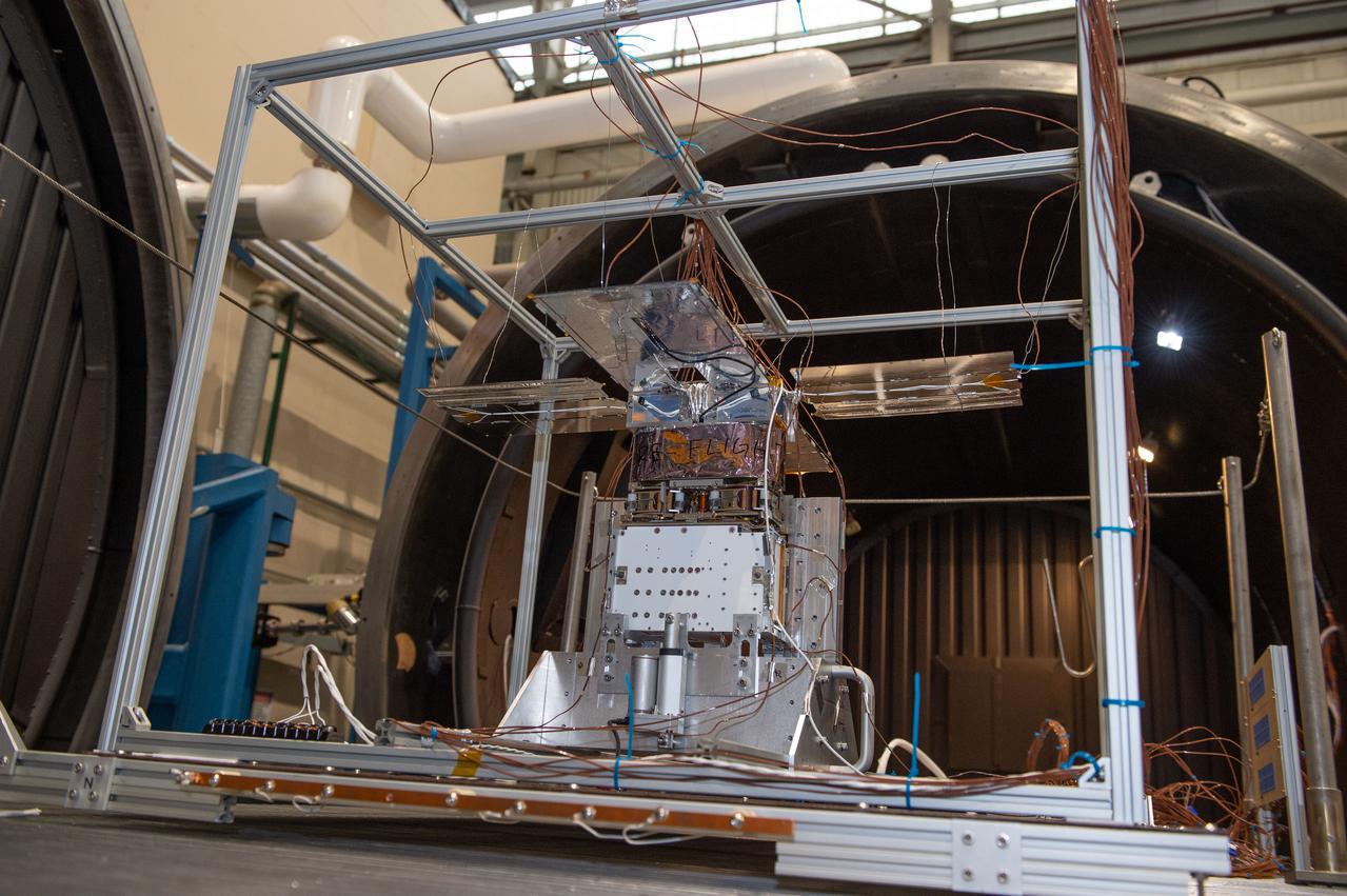 NEA Scout spacecraft after de-integration from hot box