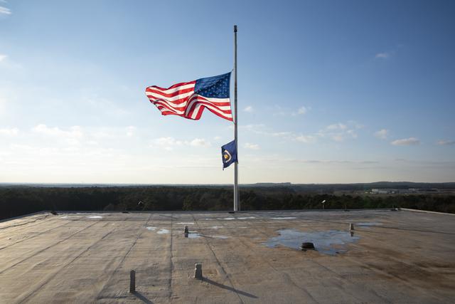 NASA image: U.S. Flag Retired from Marshall Building 4200 