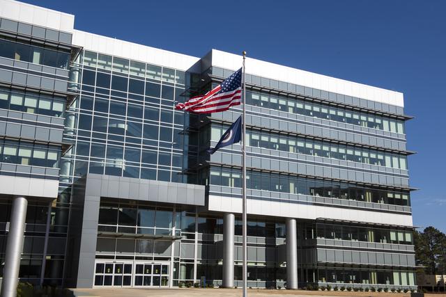 NASA image: NASA Marshall Raises Flag at New Headquarters Building