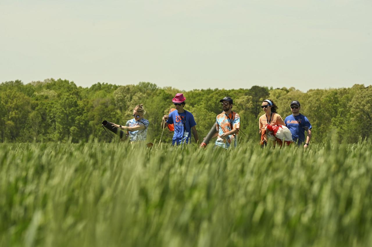 Following two years of virtual events, high school and college teams from across the country return to Bragg Farms in Toney, Alabama, to compete in NASAÕs Student Launch rocketry competition April 23.