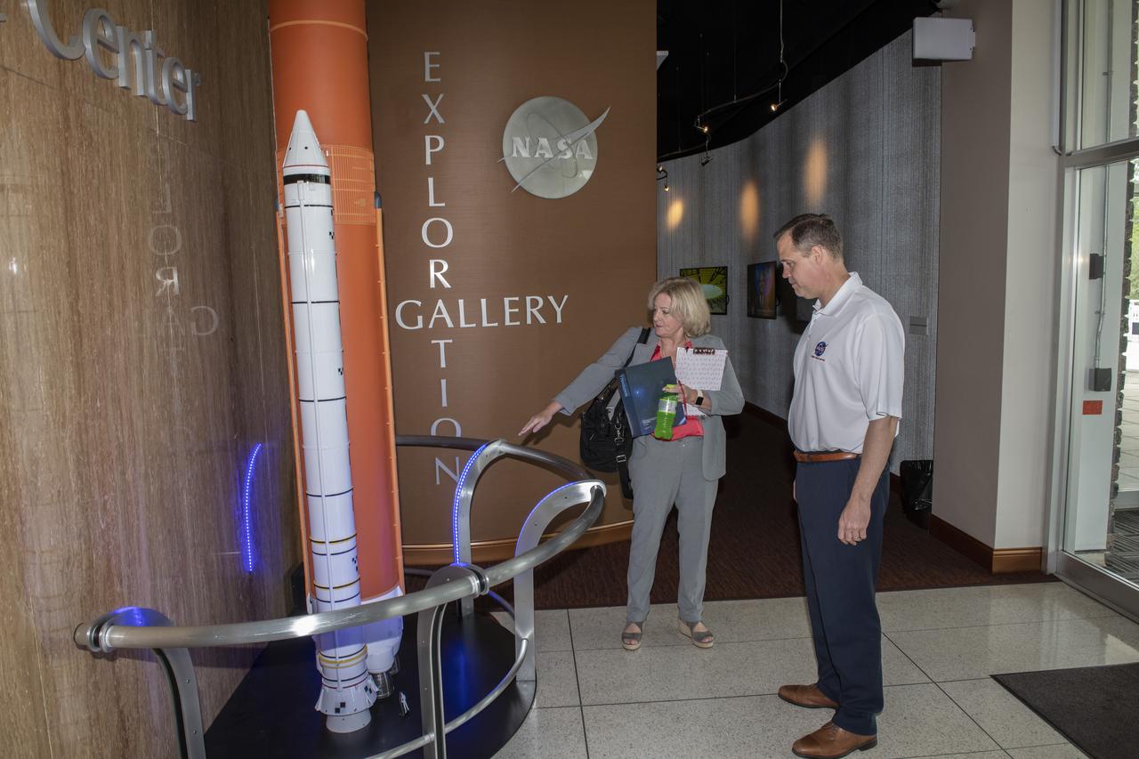 On August 15, 2018 NASA Administrator Jim Bridenstine visited Marshall Space Flight Center. Upon his arrival he was greeted by MSFC Acting Director Jody Singer along with the senior management team