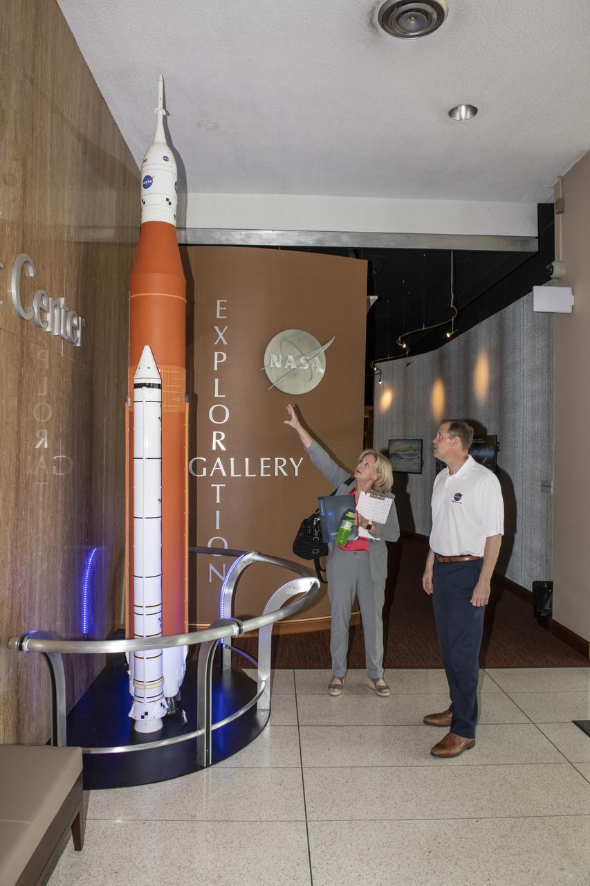 On August 15, 2018 NASA Administrator Jim Bridenstine visited Marshall Space Flight Center. Upon his arrival he was greeted by MSFC Acting Director Jody Singer along with the senior management team
