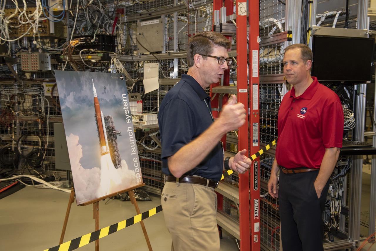 On August 15, 2018 NASA Administrator Jim Bridenstine visited Marshall Space Flight Center. Upon his arrival he was greeted by MSFC Acting Director Jody Singer along with the senior management team. During his tour of the Marshall Center, Bridenstine visited the System Integration Lab and the Software Integration and Testing Facility where Marshall is supporting end-to-end integrated avionics and software integration, check-out, verification and validation for the systems that will control the Space Launch System rocket during its flight and ascent.