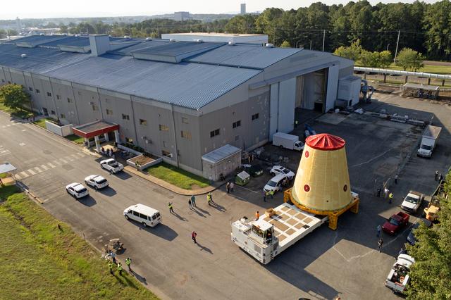 NASA image: Launch Vehicle Stage Adapter for Artemis II Moved, Prepped for Shipment
