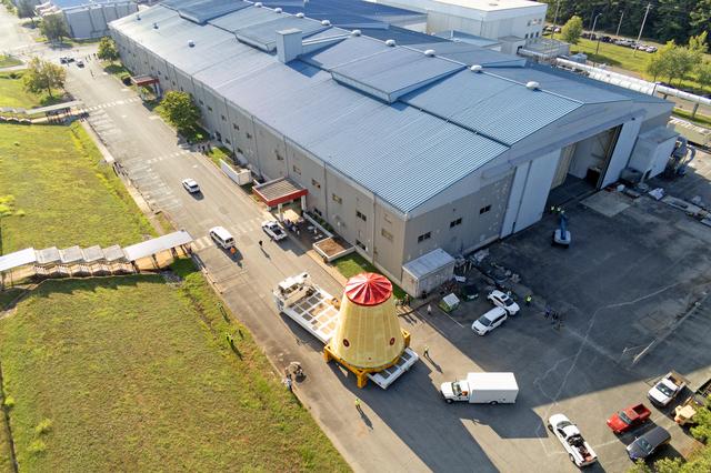 NASA image: Launch Vehicle Stage Adapter for Artemis II Moved, Prepped for Shipment