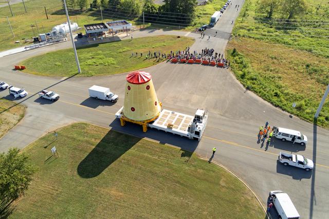 NASA image: Launch Vehicle Stage Adapter for Artemis II Moved, Prepped for Shipment