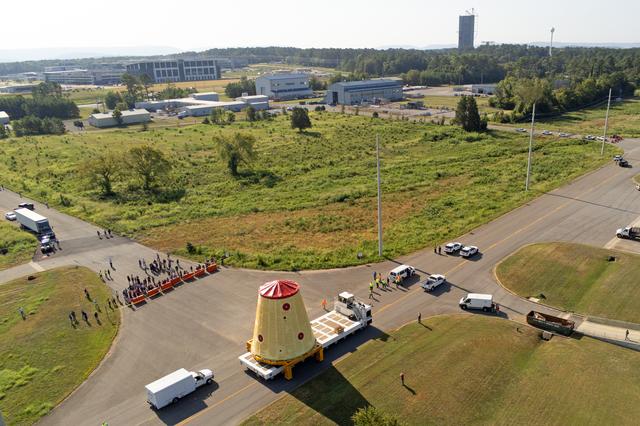 NASA image: Launch Vehicle Stage Adapter for Artemis II Moved, Prepped for Shipment