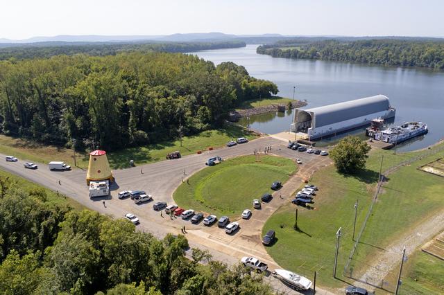 NASA image: Launch Vehicle Stage Adapter for Artemis II Moved, Prepped for Shipment