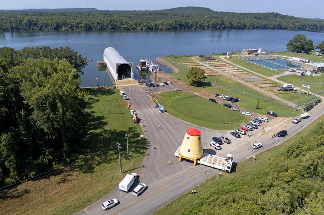 NASA image: Launch Vehicle Stage Adapter for Artemis II Moved, Prepped for Shipment
