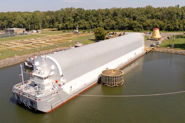 NASA image: Launch Vehicle Stage Adapter for Artemis II Moved, Prepped for Shipment