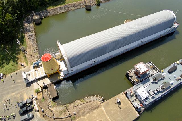 NASA image: Launch Vehicle Stage Adapter for Artemis II Moved, Prepped for Shipment