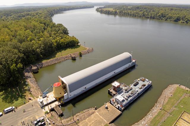 NASA image: Launch Vehicle Stage Adapter for Artemis II Moved, Prepped for Shipment