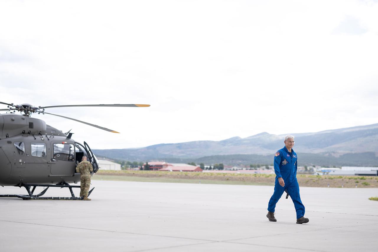 These photos and videos show how NASA certified a new lander flight training course using helicopters in the mountains of northern Colorado. NASA is partnering with the Colorado Army National Guard at its High-Altitude Army National Guard Aviation Training Site near Gypsum, Colorado, to develop the foundational flight training course that will help astronauts practice flight and landing procedures for the Moon. The certification marks an important milestone in crew training for Artemis missions to the Moon, when astronauts will use a commercial human landing system to land on the lunar surface. During the two-week certification run in late August 2025, NASA astronauts Matthew Dominick and Mark Vande Hei participated in flight and landing training to help certify the course. The pair, along with trained instructor pilots with the Army National Guard, took turns flying a helicopter and navigating to landing zones. Artemis flight crew trainers, mission control leads, and lunar lander operational experts from NASA Johnson joined them on each helicopter flight to assess the instruction, training environment, and technical applications for crewed lunar missions. For more information, contact NASA Marshall’s Office of Communications at 256-544
