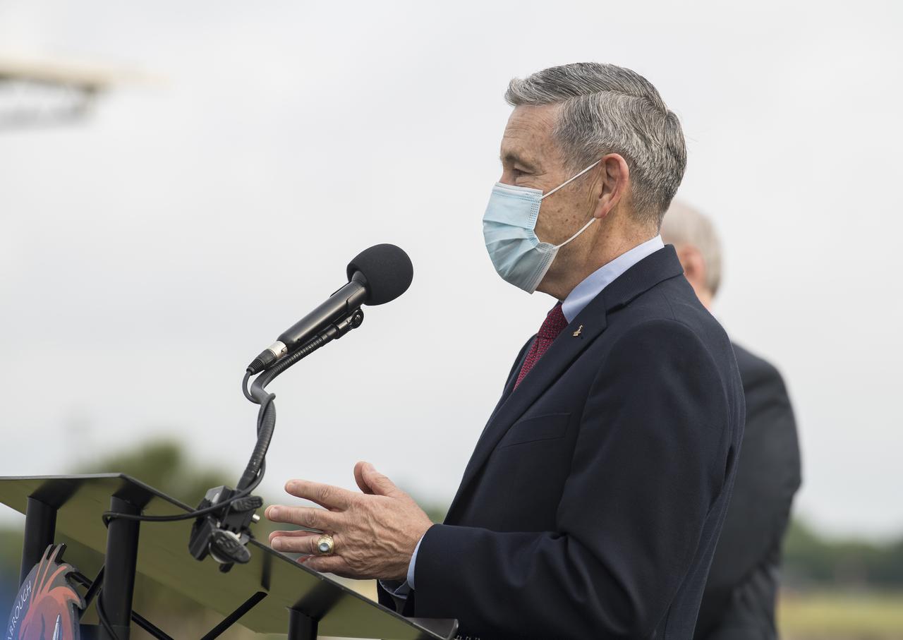 Kennedy Space Center Director Bob Cabana speaks to members of the media during a press conference ahead of the Crew-2 launch, Wednesday, April 21, 2021, at NASA’s Kennedy Space Center in Florida. NASA’s SpaceX Crew-2 mission is the second crew rotation mission of the SpaceX Crew Dragon spacecraft and Falcon 9 rocket to the International Space Station as part of the agency’s Commercial Crew Program. NASA astronauts Shane Kimbrough and Megan McArthur, ESA (European Space Agency) astronaut Thomas Pesquet, and Japan Aerospace Exploration Agency (JAXA) astronaut Akihiko Hoshide are scheduled to launch at 5:49 a.m. EDT on Friday, April 23, from Launch Complex 39A at the Kennedy Space Center. Photo Credit: (NASA/Aubrey Gemignani)